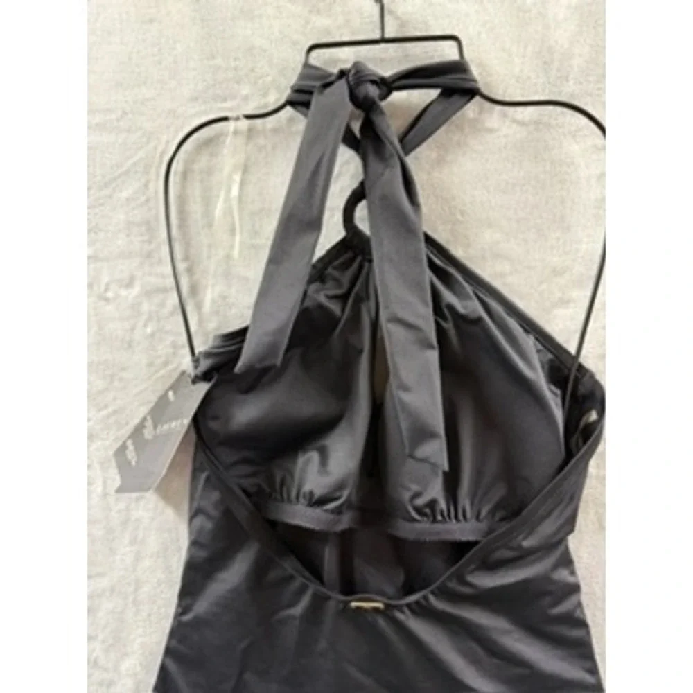 Lauren Ralph Lauren Womens Black Halter O-Ring One Piece Swimsuit $160 Size 12